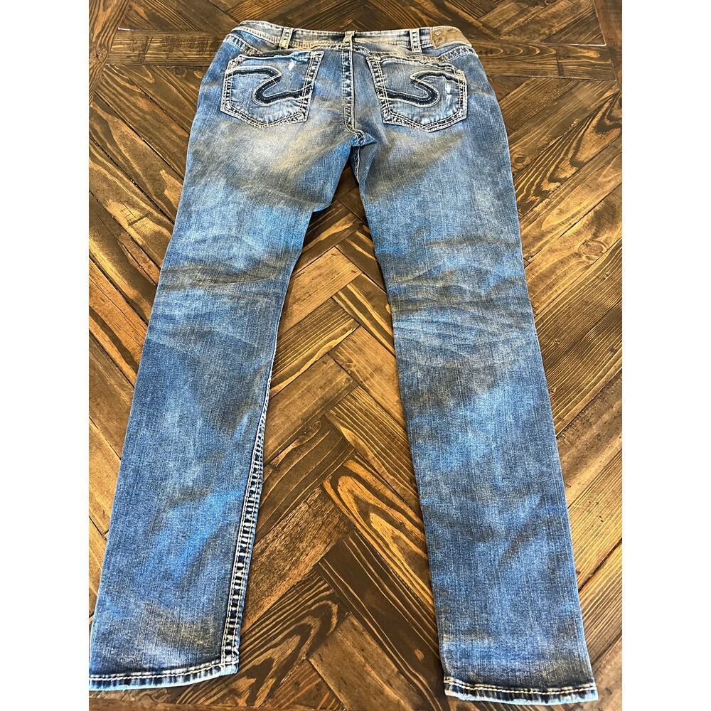 Silver jeans Boyfriend Women 30x29 Grunge Western Distressed Y2K Thick Stitch - Picture 4 of 16